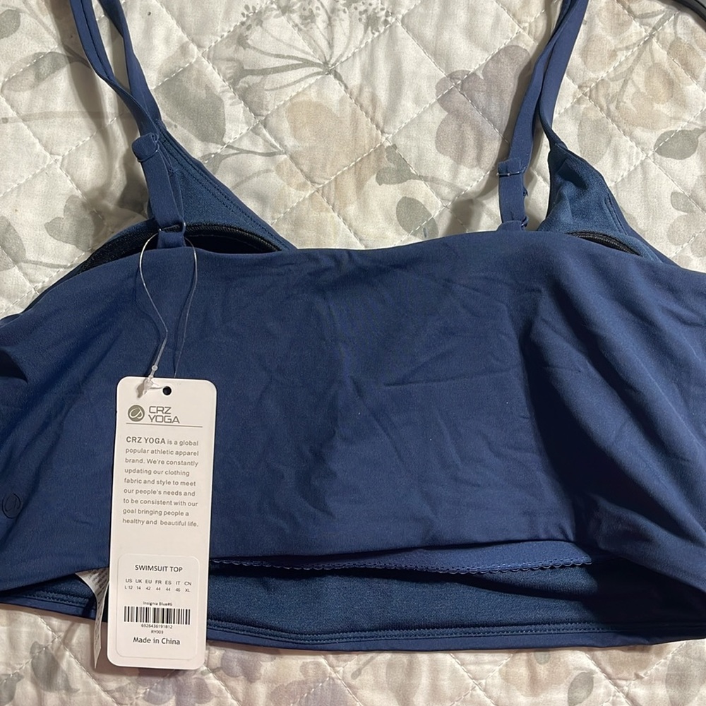NWT Crz Yoga navy swim top L - Picture 5 of 6